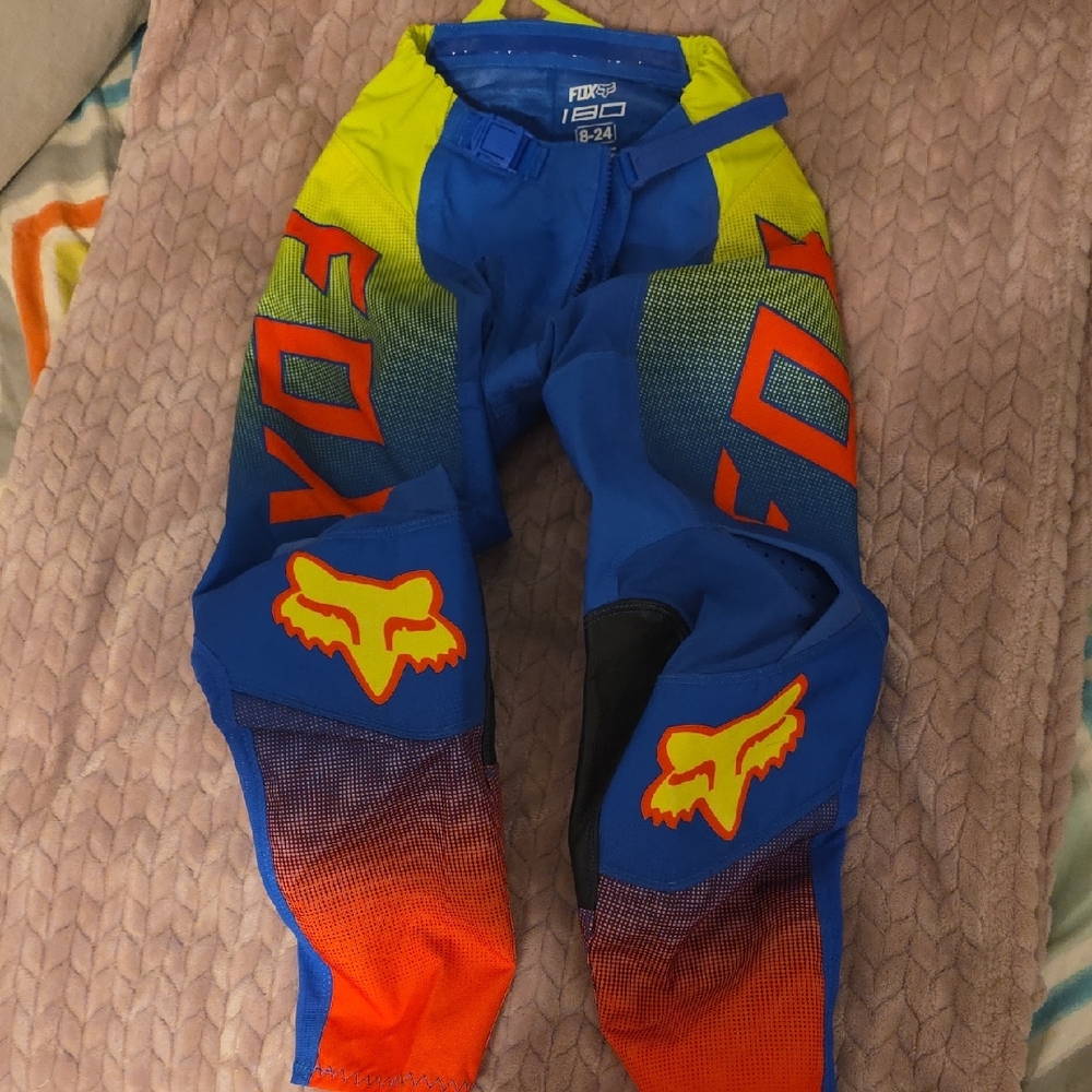 Fox Kids Blue, Neon Yellow & Orange Motocross Pants